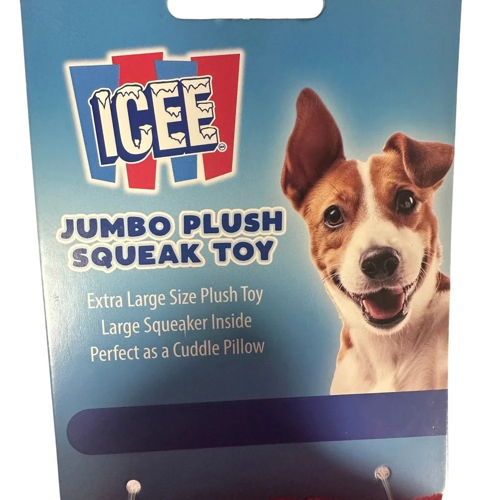 ICEE Jumbo Plush Squeak Dog Toy 20 inch Red Blue New Slushy Cup Cuddle Pillow